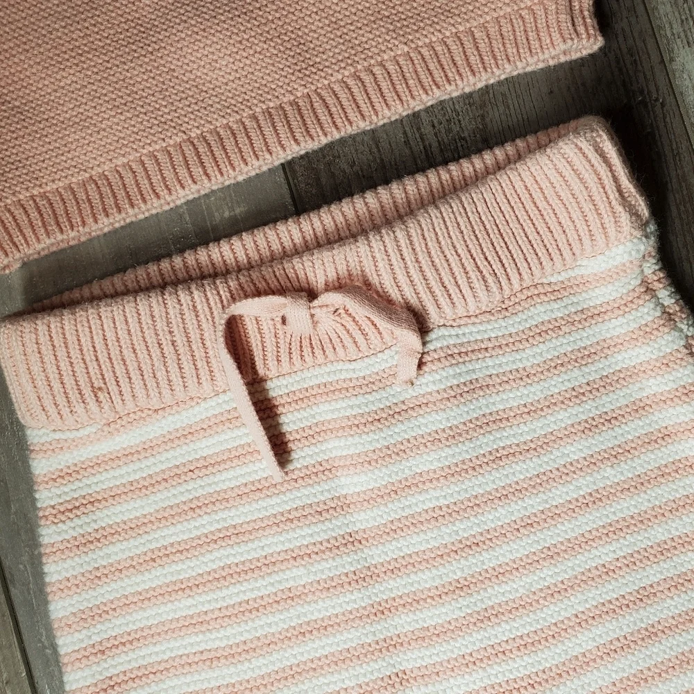 Carter's Matching Pink and White Fox 2 Pc Set Striped Pants 3 Months 3M NWOT